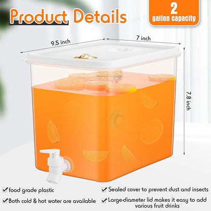 Domensi 4 Pack 2 Gallon Fridge Beverage Drink Dispenser