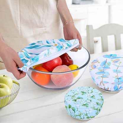 5 Pieces Bowl Covers Reusable, 5 Size Elastic Cloth Bowl Covers