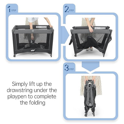 Pamo Babe Portable Playpen Foldable Playard Portable Crib for Baby and Toddlers