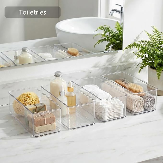 Qilinba 8 PACK Drawer Organizer Bins Bathroom Deep Drawer Silverware Organizers