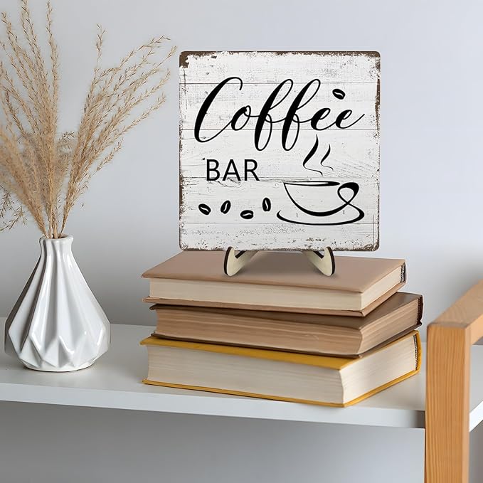 Coffee Bar Decor Sign – Rustic Wooden Plaque