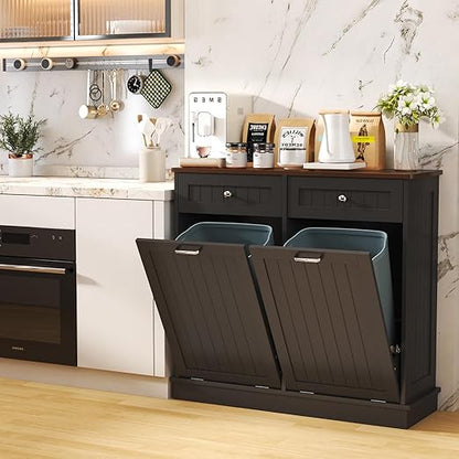 Tilt Out Trash Can Cabinet Dog Proof