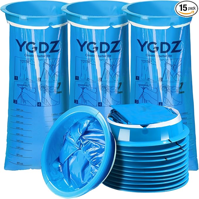 YGDZ Vomit Bags Disposable, 15 Pack 1000ml Emesis Bag Disposable– Leak Resistant, Medical Grade, Portable, Puke Throw Up Nausea Barf Bags for Travel, Motion Sickness, for Women, Kids