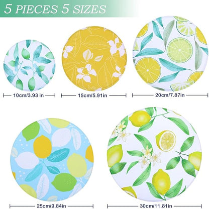 5 Pieces Bowl Covers Reusable, 5 Size Elastic Cloth Bowl Covers