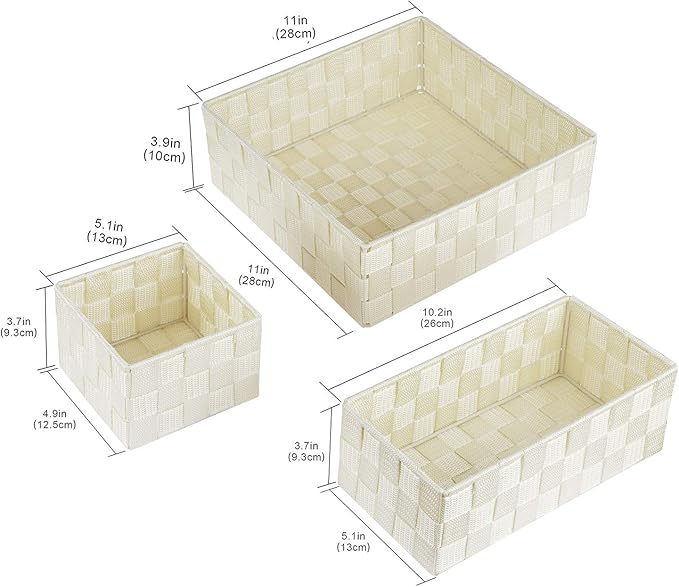 Posprica Woven Storage Baskets for Organizing, Small Black Baskets Cube Bin