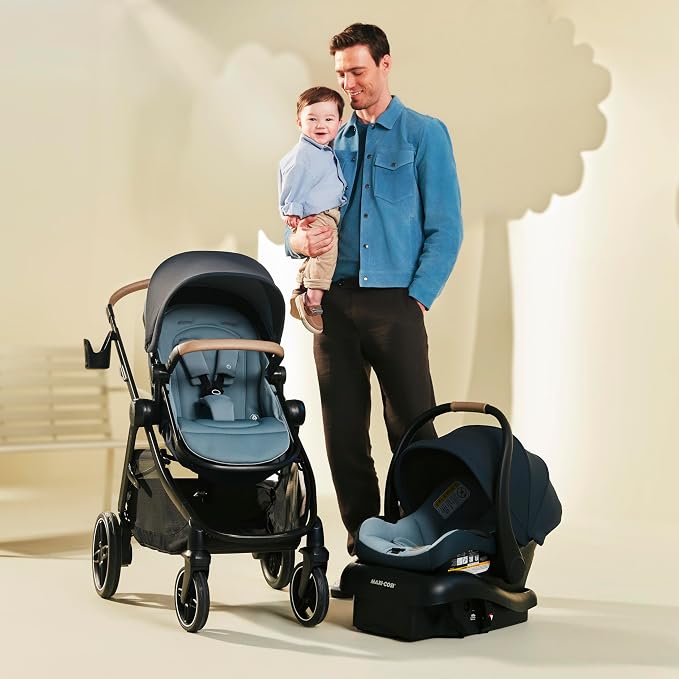 Maxi-Cosi Zelia Pro 5-in-1 Travel System with Mico Pro Infant Car Seat and Baby Stroller Combo, Reversible Seat, Large Wheels, Adjustable Handle, Newborn to Toddler, Lightweight, Classic Oat