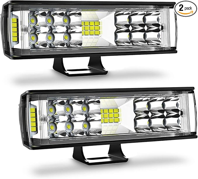 AUTOFEEL Led Light Bar, 7 inch Led Pods Light with 5500LM 6500K White Lighting, 2Pcs 60W Flood Spotlight Fog Beam Combo for Off Road Driving/Night Driving, Compatible with Truck ATV Boat SUV Motorbike