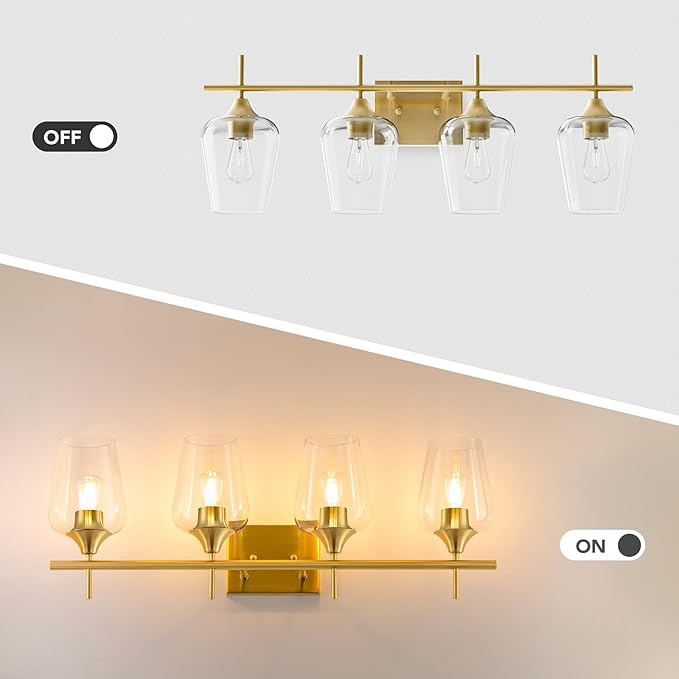 VONLUCE Bathroom Vanity Light, 4 Light Bathroom Light Fixture Over Mirror