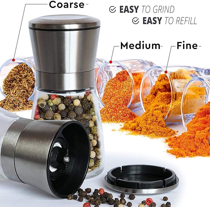 Premium Stainless Steel Salt and Pepper Grinder Set