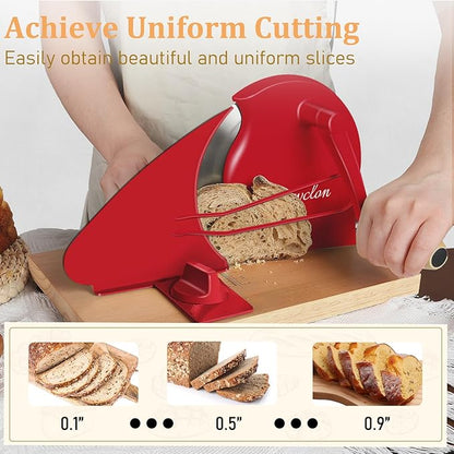 Brvclon Manual Bread Slicer Adjustable Thickness, Hand Crank Bread Slicer