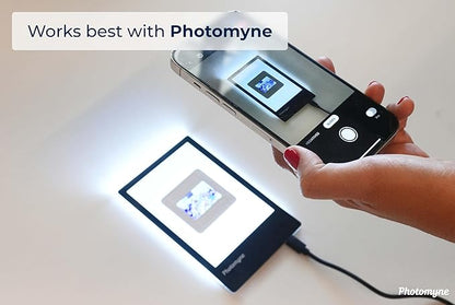 Photomyne A7 Mini Light Pad Backlight Portable Hands-Free Ultra-Thin Ultimate Brightness for Supporting Photo Slides and Film Negative Scanning (Includes USB-C Adapter) - Black (Small)