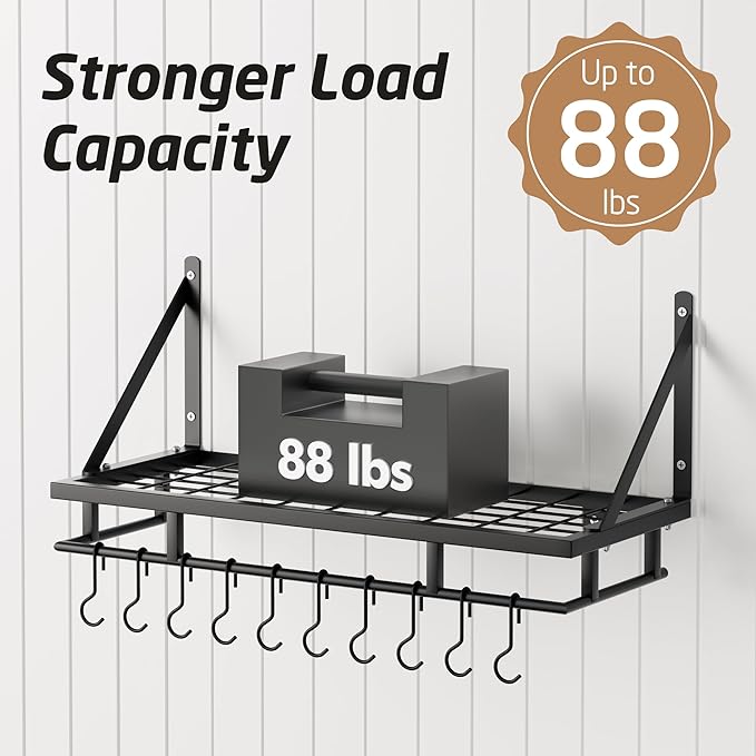 KES 24 Inch Kitchen Pot Pan Rack Wall Mounted Hanging Storage Organizer Wall