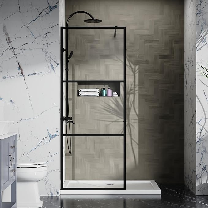 Goodyo Fixed Shower Door 34" X 72" Clear Tempered Glass Shower Screen Panel