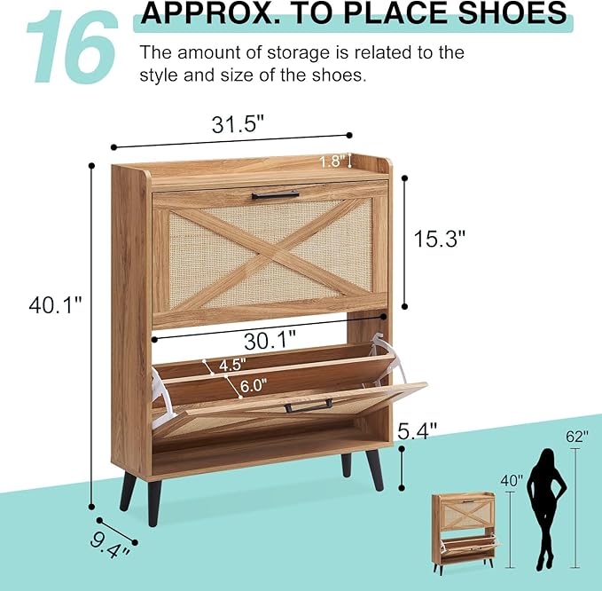 Shoe Storage Cabinet, Boho Shoe Organizer