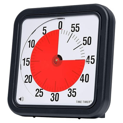 TIME TIMER Original 12 inch 60 Minute Visual Timer - For Kids, Classroom Learning, Elementary Teachers Desk Clock, Homeschool Study Tool and Office Meetings with Silent Operation (Black)