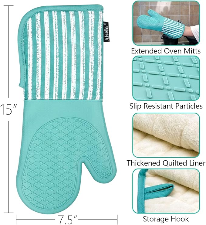 Alselo Silicone Oven Mitts Heat Resistant 932℉