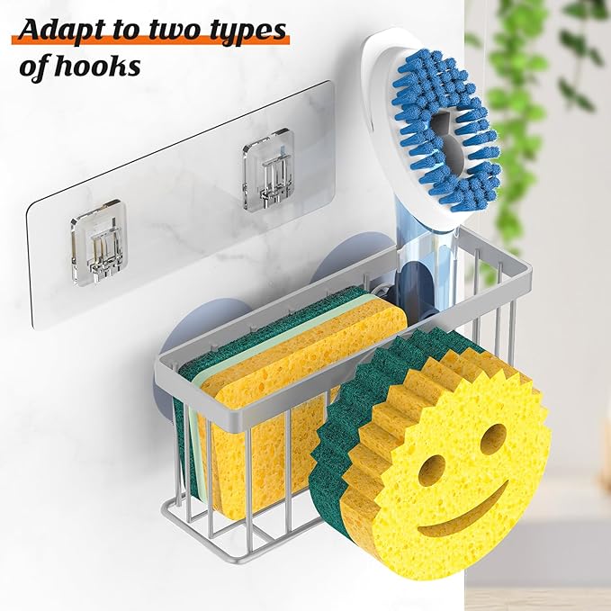 MURLONG Sponge Holder Smiley Face, Sink Caddy, Kitchen Organizer