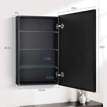 Medicine Cabinet with Mirror, 20x30 Inch Rectangle Wall Mounted Bathroom Vanity