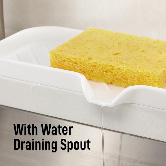 Zulay Kitchen Large Silicone Sponge Holder – Flexible Sink Organizer Tray