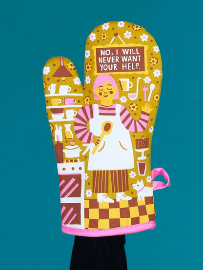Blue Q No. I Will Never Want Your Help. Funny Oven Mitts