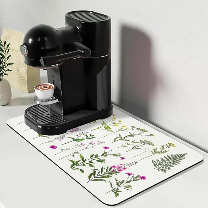 Bloss Kitchen Mat, Coffee Mat 12"x19", Coffee Bar/Maker Mat, Kitchen Counter