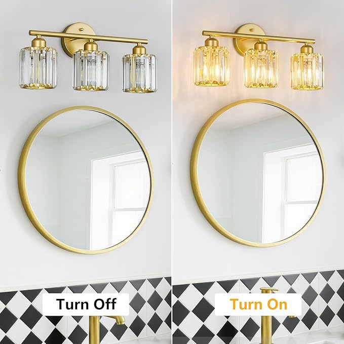 FDPBY Modern 3 Light Crystal Vanity Light, Compatible