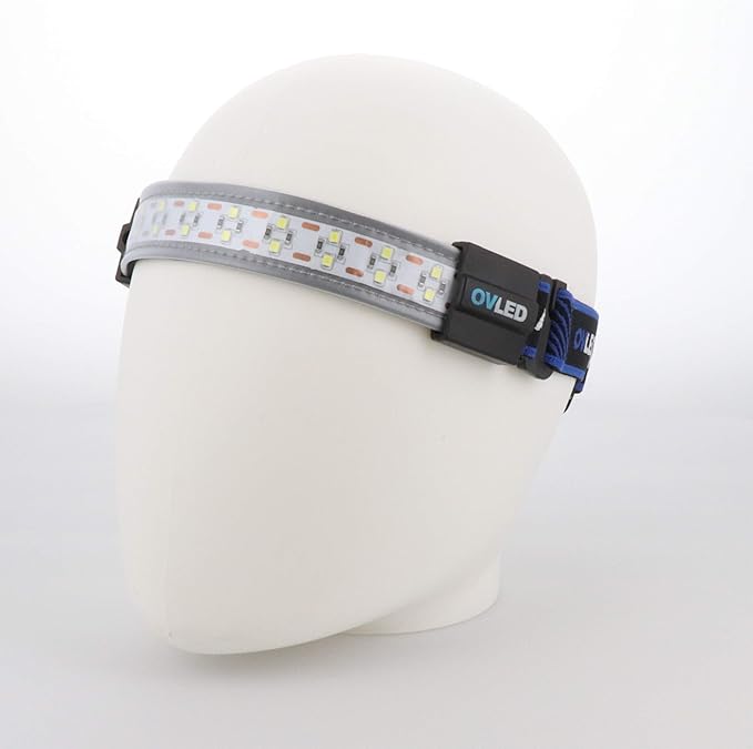 OPTIMAL VENTURES LED Headlamp Liteband Super Lightweight Flex 300 Lumen Bright Head Lamp, AAA Battery Powered Headlamps, Camping, Running, Hard Hat Light, Best Rated for Forehead Flashlight, Blue