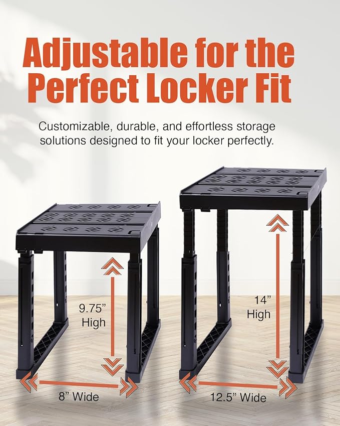 Piffny Locker Organizer Shelf， Adjustable Width and Height, Ideal Locker Shelf