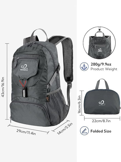 WATERFLY Small Lightweight Packable Backpack: 20l Ultra Light Foldable Travel Hiking Camping Daypack Day Pack for Man Woman