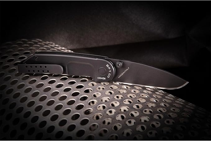 Extrema Ratio - BF1 CD (BLACK), Folding Knife, Böhler N690 steel blade hardened to 58 HRC, burnished finish, anticorodal aluminum handle with smooth grip, compact design, reversible clip