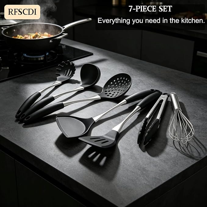 Premium Black Silicone Cooking Utensils Set