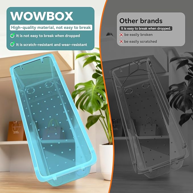 WOWBOX 44 PCS Clear Plastic Drawer Organizer Set, 6 Varied Size storage Bins