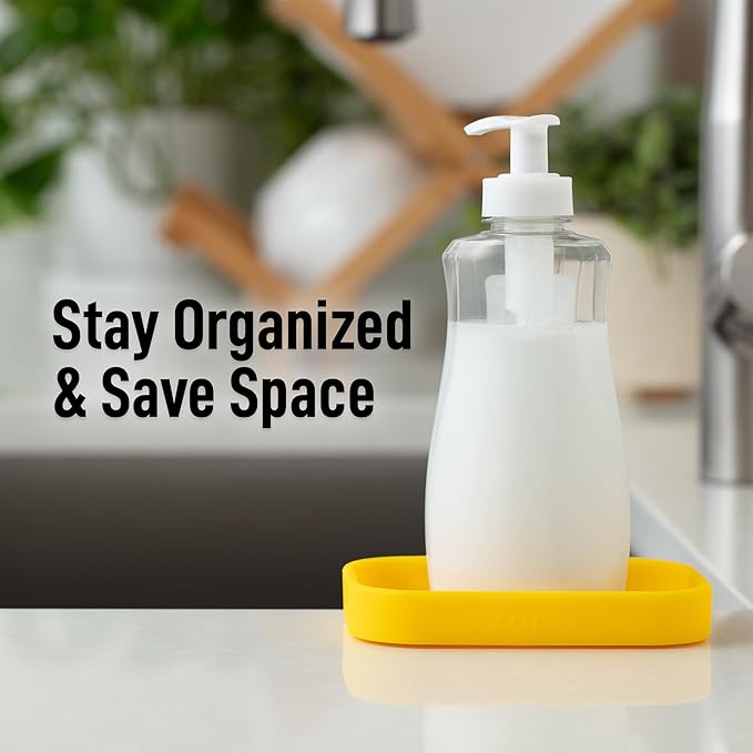 Zulay Kitchen Small Silicone Sponge Holder – Space-Saving Sink Organizer Tray