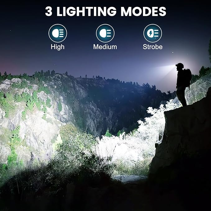 Headlamp Rechargeable 99,000LM Super Bright, 2pack LED Head Lamp with 3 Modes, 90°Adjustable Head Lights for Forehead, IPX6 Waterproof HeadLamps for Camping Hiking