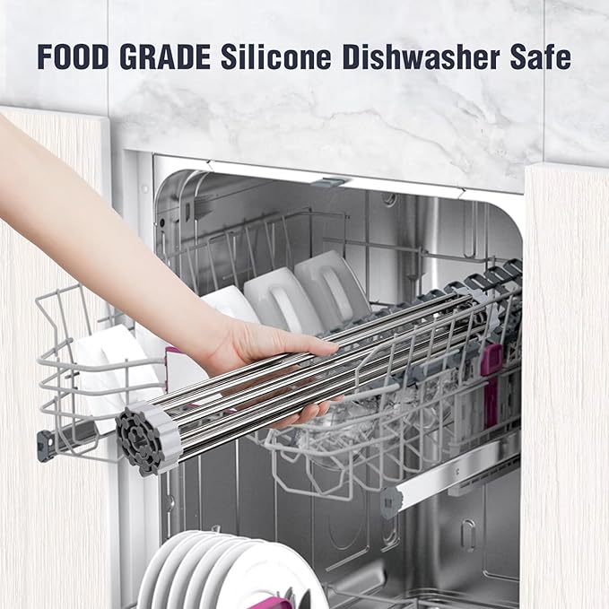 Tomorotec 21" x 15.5" Roll Up Dish Drying Rack Over Sink Drying Rack Sink Cover