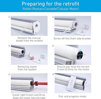 Rollerhouse Rechargeable Wireless Tubular Roller Shade Motor Kit,