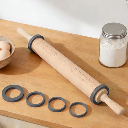 Long Adjustable Wood Rolling Pin: 21.1 Inch Rolling Pin