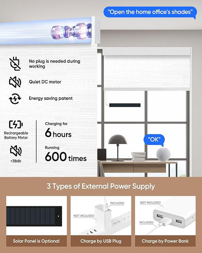 Kincmo Motorized Blinds with Remote, 100% Blackout Motorized Roller Shades Work