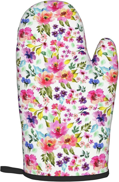 Floral Oven Mitts and Pot Holders Sets Spring Summer Kitchen Mitts Colorful