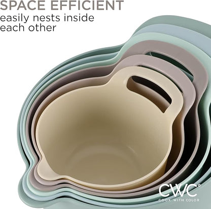 COOK WITH COLOR Nesting Plastic Mixing Bowl Set with Pour Spouts and Handles