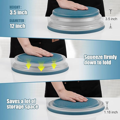 Large Microwave Splatter Cover & Silicone Mat, 12 Inchs Vented Collapsible