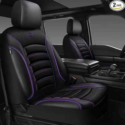CAR PASS Comfortable 3D Foam Mesh Leather Car Seat Covers Front, Air Cool Mesh Breathable Front Seat Covers for Car, Universal for SUV Truck Sedan Automotive, Airbag Compatible,Black Purple