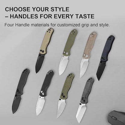 Kizer Drop Bear 2 Pocket Knife, 2.96" Nitro-V Sheepsfoot Blade Folding Knife with Blue Richlite Handle, Button Liner Lock EDC Knives with Jimping on Spine for Men Women V3619.2CS1