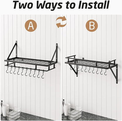 KES 24 Inch Kitchen Pot Pan Rack Wall Mounted Hanging Storage Organizer Wall