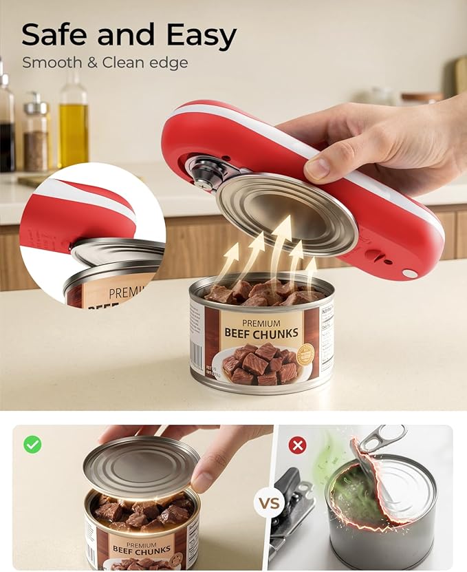 Electric Can Opener, One-Touch Automatic Can Opener, USB Rechargeable Electric