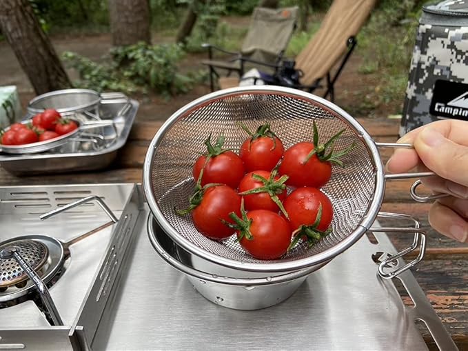 CAMPINGMOON 2pcs Set Stainless Steel Camping Sierra Cup 310ml with 1pc Colander S-220-2P/S-213