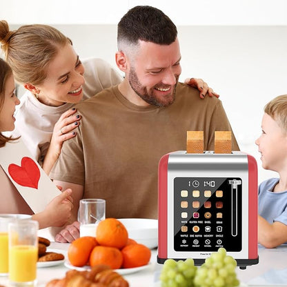 2 Slice Toaster Touch Screen, Stainless Steel Toasters Digital Timer 2 Slot