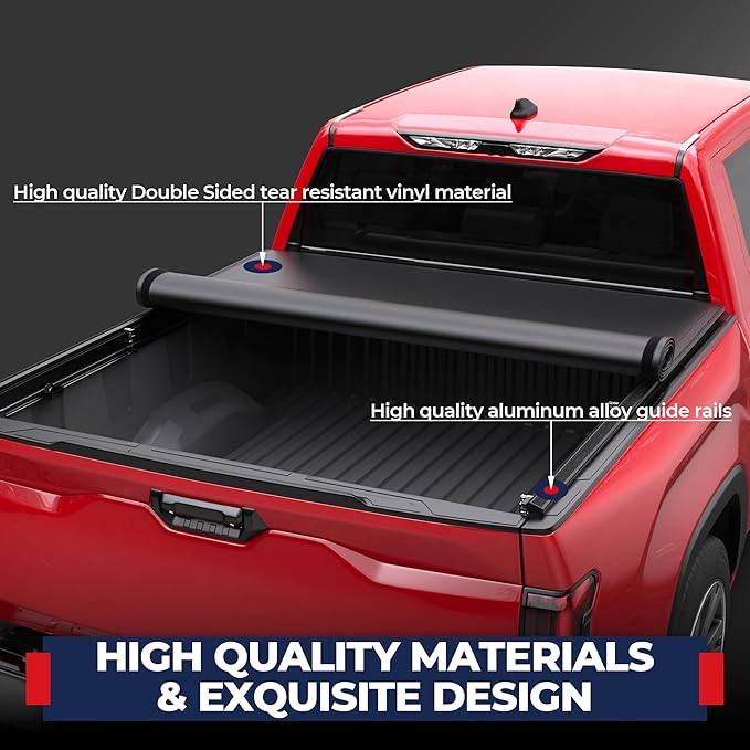 MOSTPLUS Roll-Up Soft Vinyl Truck Bed Tonneau Cover Compatible with 2007-2013 Toyota Tundra Fleetside w/Deckrail System 8 FT 97.6 inch On Top