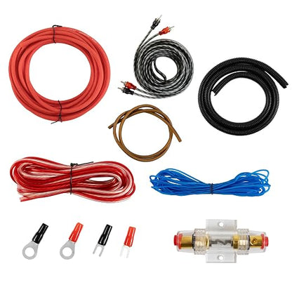 Muzata 8 Gauge Complete Car Amplifier Installation Wiring Kit Subwoofer Amp Install Kit with Power and Ground Cables Speaker Wire Terminals Subwoofer Speaker Audio System M083