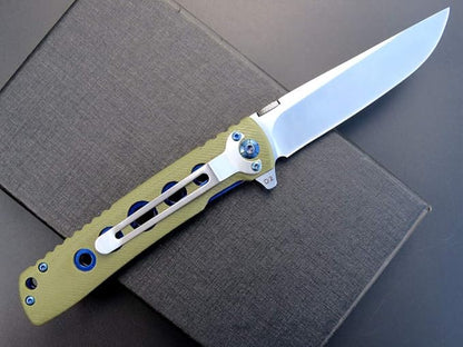 Eafengrow EF27 Folding knife, D2 Steel Blade Everyday Carry, Flipper Open, Liner Lock, G10 Handle Pocket Knifes with Clip for Camping Hiking(Green)